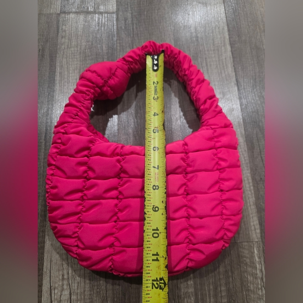 Urban Expressions Pink Wocen Nylon Bag Mini Lune Crescent Y2k Plush Purse UE - Picture 12 of 12